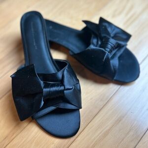 Rebecca Minkoff Elegant Black Bow Calista Slide Sandals for Women